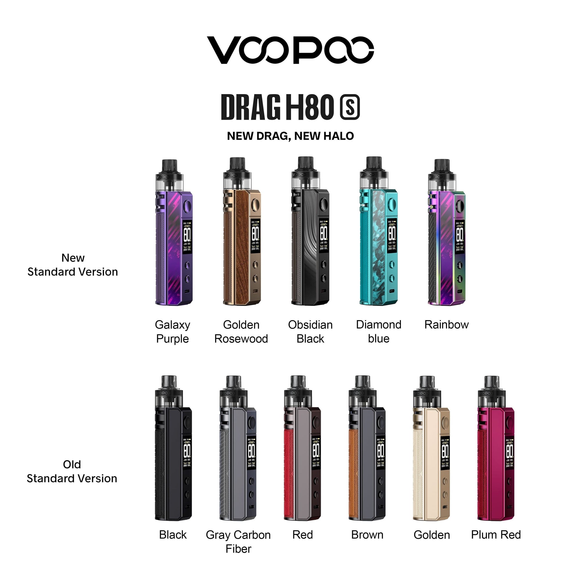 Voopoo Drag H80 S Vape Kit all colours