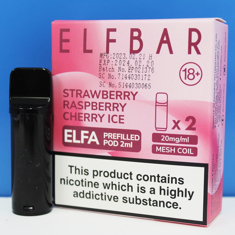 Strawberry Raspberry Cherry Ice Elf Bar Elfa Prefilled Pod
